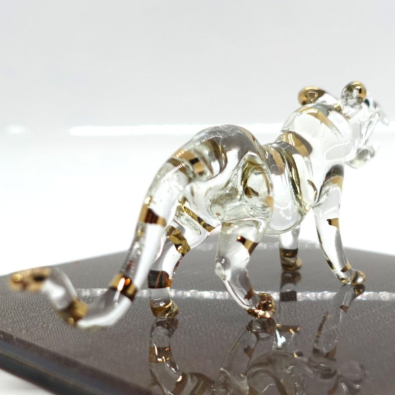 Sansukjai Tiger Miniature Figurines Hand Blown Glass Art Animals Collectible Gift Home DÃ©cor (Clear Gold) - Image 5